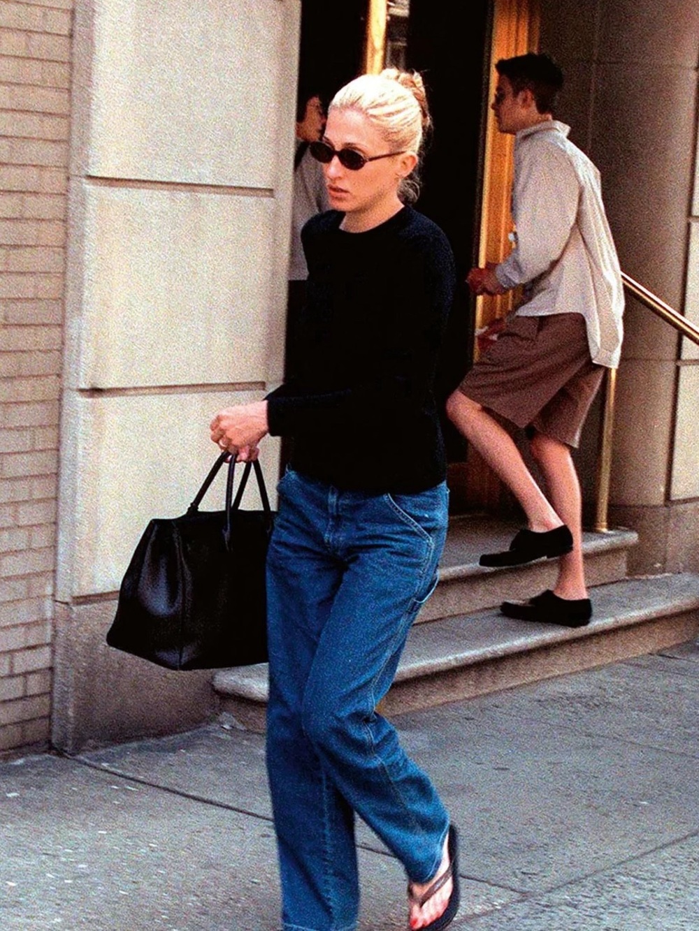 CBK-inspired 90s minimalism Dark wash straight leg jeans